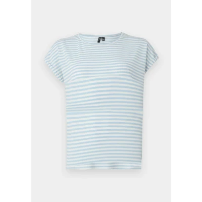 Image of Vero Moda Vmava Stripe Print Tshirt, Women&#039;s, Size: Large, Airy blue/pristine