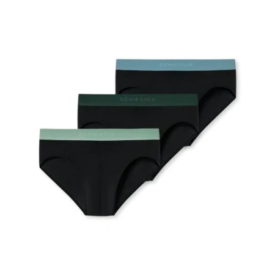 Image of Schiesser Men&#039;s Rio Briefs 3 Pack Organic Cotton, Elastic Woven Waistband, 95/5 Series, 180193 921, Assorted 10_180193, S