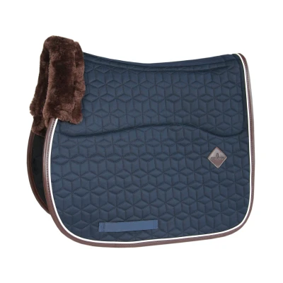 Image of Kentucky Horsewear Skin Friendly Saddle Pad Jumping Star Quilting Navy Horse Riding Equestrian