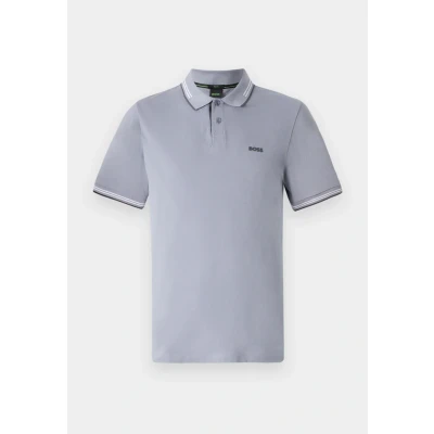 Image of BOSS Men&#039;s Paul Slim Fit Stretch Cotton Polo Shirt with Branding, 026dark grey, S