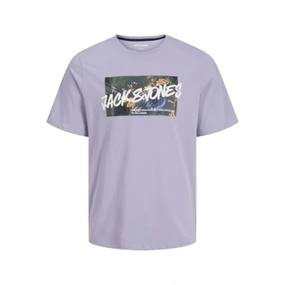 Image of Jack &amp; Jones LOGO Rundhalsausschnitt Print Tshirt, Men&#039;s, Size: Small, Languid lavender