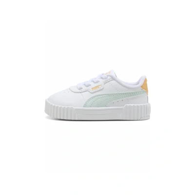 Image of Puma Carina 3.0 Trainers whitepeaceful bluealmost apricot for kids, Size: 6K, White peaceful blue almost Synthetics