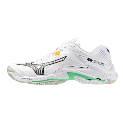 Image of Mizuno WAVE LIGHTNING Z8 Volleyball Shoes White/Black/Frozen Emerald Women/Men Size 7,5