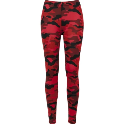 Image of Urban Classics Ladies camo Leggings Trousers, Women&#039;s, Size: Small, Red