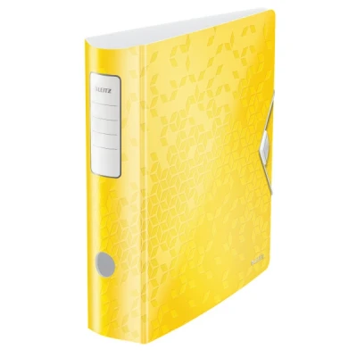 Image of Leitz A4 Lever Arch File Active, Yellow, Curved spine 75mm width, Elastic fastening, Light polyfoam, WOW Range, 11060016