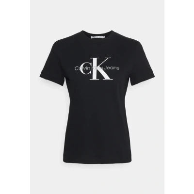 Image of Calvin Klein Jeans CORE Monogram Regular Print Tshirt, Women&#039;s, Size: XXS, Black