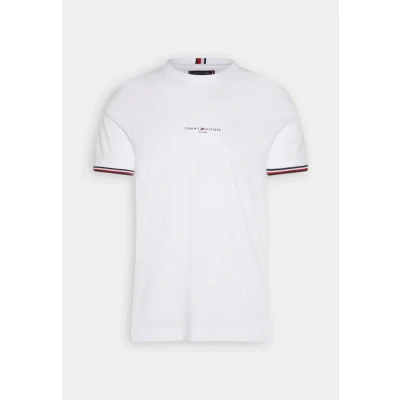 Image of Tommy Hilfiger LOGO Tipped Print Tshirt, Men&#039;s, Size: XS, White