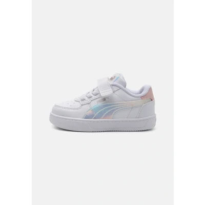 Image of Puma Caven 2.0 HOLO Unisex Trainers for kids, Size: 4K, White/mauve mist/silver shoes