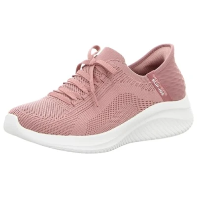 Image of Skechers Women&#039;s Ultra Flex 3.0 Brilliant Path Sneaker, Mauve Knit Pink Trim, 6.5 UK