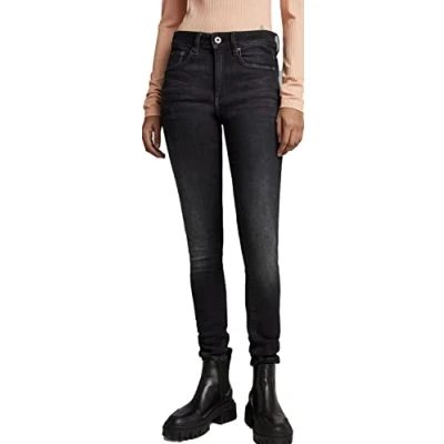 Image of G STAR RAW Women&#039;s 3301 High Skinny Jeans, Black (Worn in Coal D05175 a634 b179), 29W / 34L