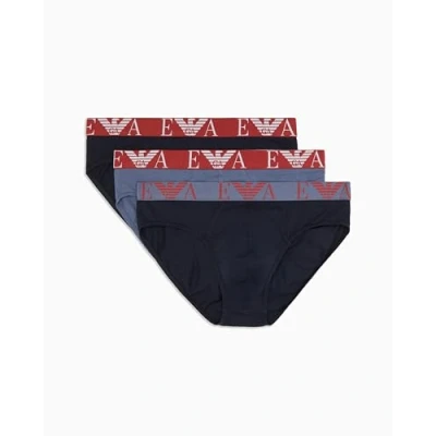 Image of Emporio Armani Brief 3 PACK Briefs, Men&#039;s, Size: Large, Blu/vin indi