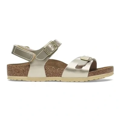 Image of Birkenstock RIO AS KIDS Electric Metallic Sandals for kids, Size: 11.5K, gold High quality imitation leather