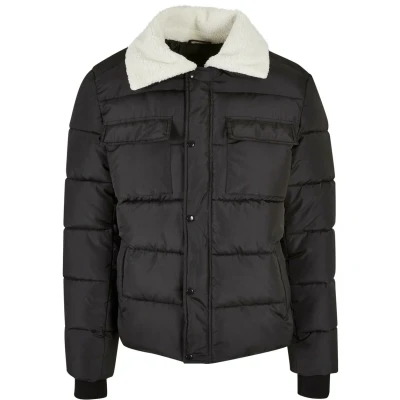 Image of Urban Classics Herren Sherpa Collar Padded Winter jacket, Men&#039;s, Size: Small, Black