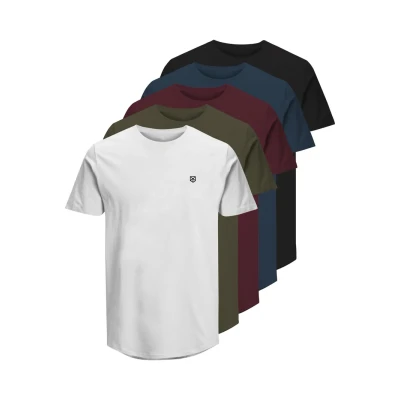 Image of JACK &amp; JONES Mens Brody 5 Pack T Shirt, Navy Blazer, XL