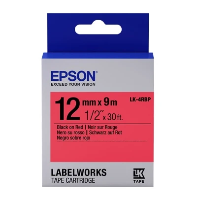 Image of Epson Label Cartridge Pastel Supl Lk 4rbp Black/Red 12mm (9m)