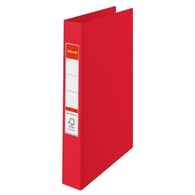 Image of Esselte 2 Ring Binder, PP, Holds up to 190 Sheets, Vivida Range, 42 mm Spine, 14451 A4, Red