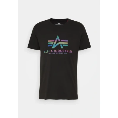 Image of ALPHA INDUSTRIES Basic T Rainbow Ref Shirt for Men, Black, S