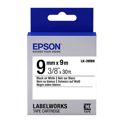Image of LabelWorks LW 400 Epson LK 3WBN standard black on white tape, 9mm (original Epson)