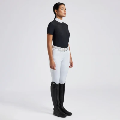Image of Cavalleria Toscana Ladies Heat Sealed Perforated Bib Show Shirt Navy Medium Equestrian Horse Riding