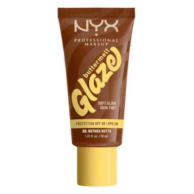 Image of NYX Professional Makeup Buttermelt Glaze Soft Glow Skin Tint + SPF/FPS 30 Foundation (Various Shades) Nutmeg