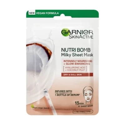 Image of Garnier Nutri Bomb Milky Sheet Mask Coconut and Hyaluronic Acid 28g