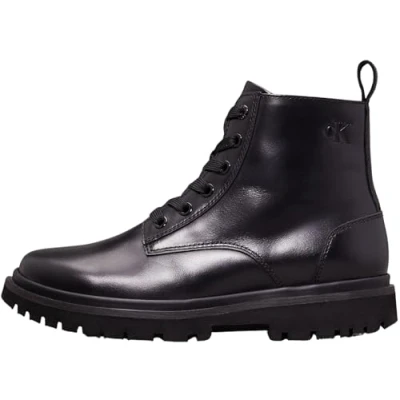 Image of Calvin Klein Jeans EVA BOOT MID Laceup Ankle boots, Women&#039;s, Size: 5, Triple black Leather