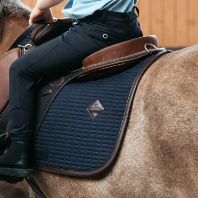 Image of Kentucky Horsewear Pony Saddle Pad Colour Edition Leather Jumping Navy Horse Riding Equestrian