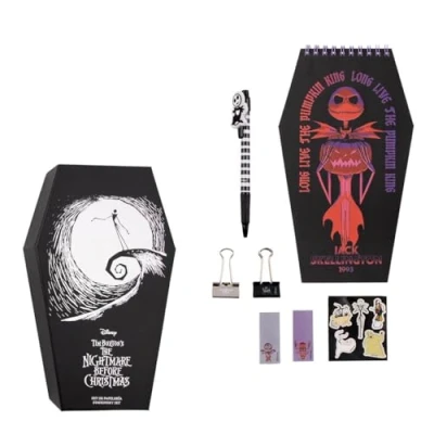 Image of CERDÁ LIFE&#039;S LITTLE MOMENTS Nightmare Before Christmas Stationery Set Includes Notebook, Pen, Stickers, Notes and Tweezers Accessories Original Product Designed in Spain,