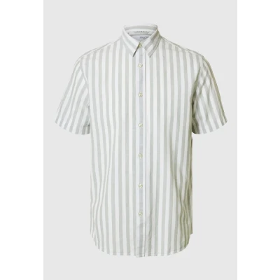 Image of Selected Homme Slhregsun NOOS Shirt, Men&#039;s, Size: Small, Iceberg green stripesstripess
