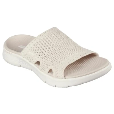 Image of Skechers Women&#039;s GO WALK FLEX SANDAL IMPRESSED Sandals/Thong Sandals, Natural Textile, 4 UK