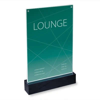 Image of SIGEL TA420 LED Sign Holder, upright, for A4, illuminated double sided presentation, acrylic, transparent, 1 Piece