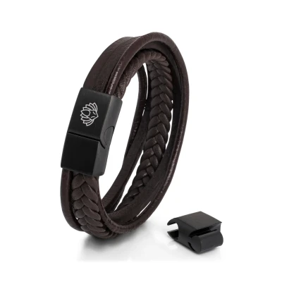 Image of Akitsune PAX Bracelet, Men&#039;s, Size: 8,27&#039;&#039;, Black/brown