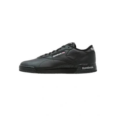 Image of Reebok Classic Exofit Clean LOGO Unisex Trainers, Size: 4, Black/silver Leather and textile