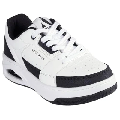 Image of Skechers UNO Court Trainers, Women&#039;s, Size: 5, White/black Leather