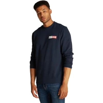 Image of Tommy Jeans Men&#039;s Pullover Sweatshirt, Blue (Dark Night Navy), XS