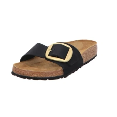 Image of Birkenstock Madrid BIG Buckle Regular FIT Mules, Women&#039;s, Size: 8, Black Nubuck