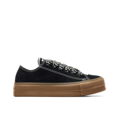 Image of Converse Chuck Taylor ALL STAR LIFT Platform Trainers, Women&#039;s, Size: 6, Black/egret/light brown Suede