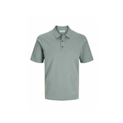 Image of JACK &amp; JONES Men&#039;s Jjeemil Knit Relaxed Polo Ss Sn Shirt, Iceberg Green, L