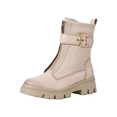 Image of Tamaris Comfort Cowboy/biker ankle boot, Women&#039;s, Size: 3, Ivory Leather