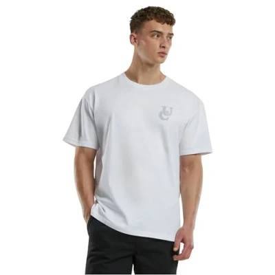 Image of Urban Classics Weavy LOGO Heavy Print Tshirt, Men&#039;s, Size: Large, White