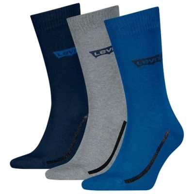 Image of Levi&#039;s Regular CUT Batwing LOGO 3 PACK Socks, Men&#039;s, Size: 6 8, Blue/grey