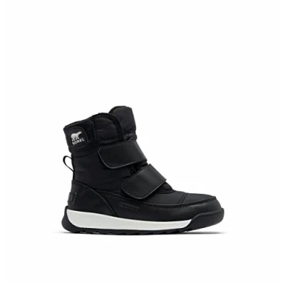 Image of Sorel Toddler Whitney II Strap WP Unisex Winter boots for kids, Size: 4K, Black/sea salt Imitation leather/ textile