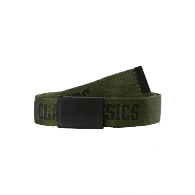 Image of Urban Classics LOGO BELT Belt, Men&#039;s, Size: One Size, Black/darkolive/black