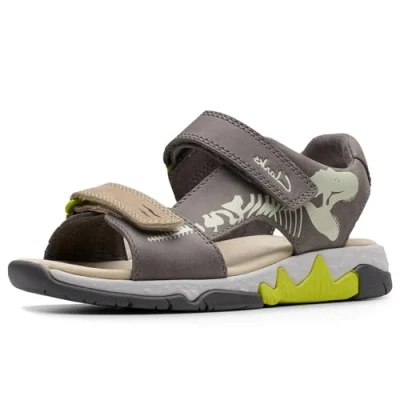 Image of Clarks Spiney Sandals for kids, Size: 11K, Grey Leather