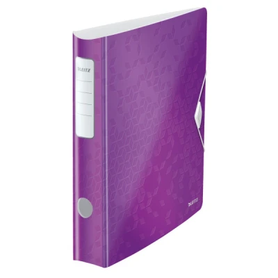 Image of Leitz 11070062 Quality Folder 180 Active WOW A4 Slim Rounded Spine 6.5 cm Wide Elastic Closure Lightweight Polyfoam Plastic Series Violet