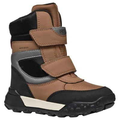 Image of Geox Trekkyup BOY ABX Winter boots for kids, Size: 11K, Tobacco/dark silver Imitation leather/ textile