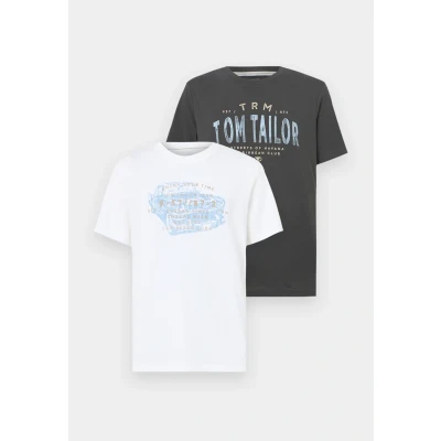Image of TOM Tailor 2 PACK Print Tshirt, Men&#039;s, Size: Medium, Tarmac grey