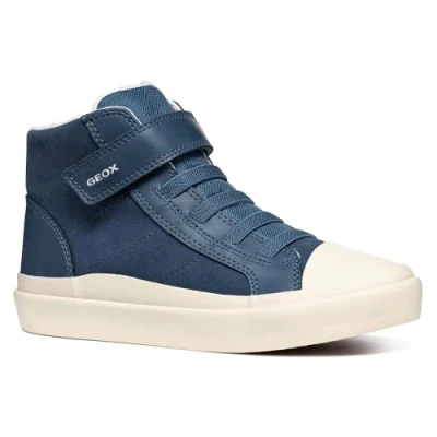 Image of Geox Gisli BOY Hightop trainers for kids, Size: 11.5K, Blue Imitation leather/ textile