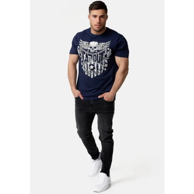 Image of Tapout Normale Passform Westlake Print Tshirt, Men&#039;s, Size: Large, Navy white
