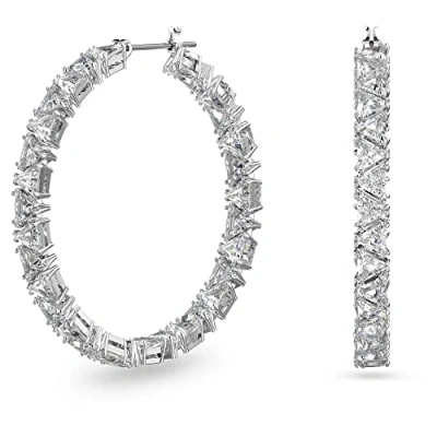 Image of Swarovski Millenia HOOP Triangle Earrings, Women&#039;s, Size: One Size, White